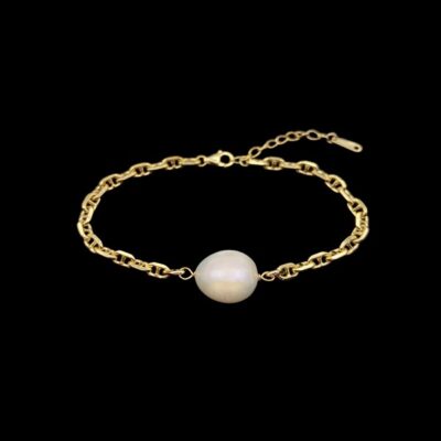 Pulsera Delos de plata dorada y perla Rodas