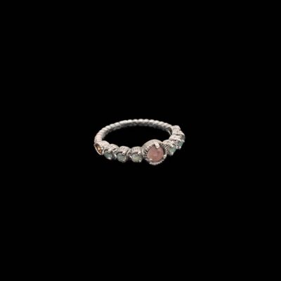 Anillo Enigma de plata y cuarzo rosa Alibí