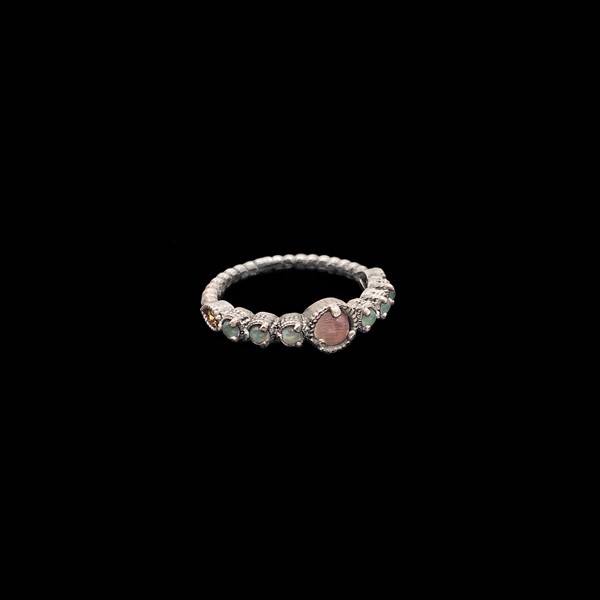 Anillo Enigma de plata y cuarzo rosa Alibí