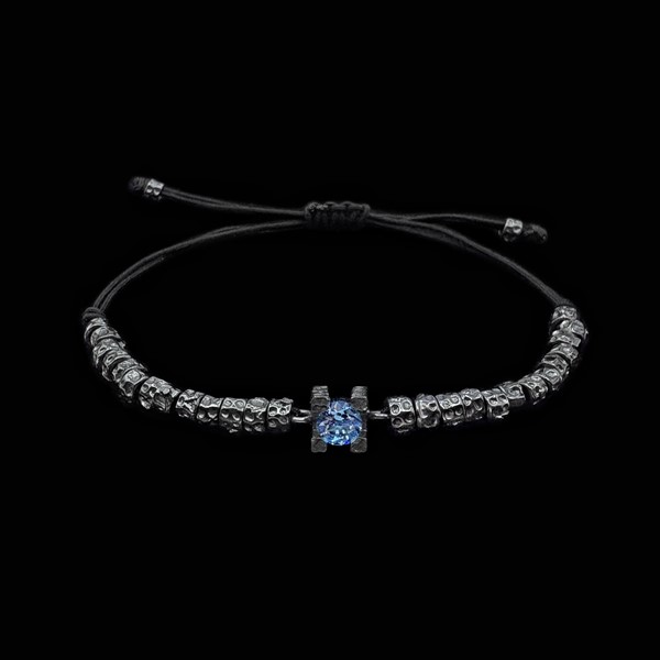 Pulsera Meteora de plata negra y circonita azul Nix