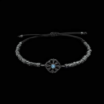 Pulsera Meteora de plata negra y circonita azul Sedna