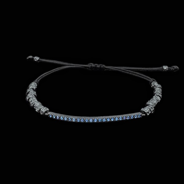 Pulsera Meteora de plata negra y circonitas azules Talasa